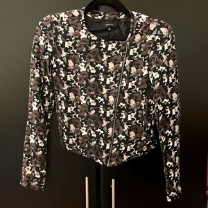 Talula Jacket 00 - cropped print jacket with asymmetrical zip